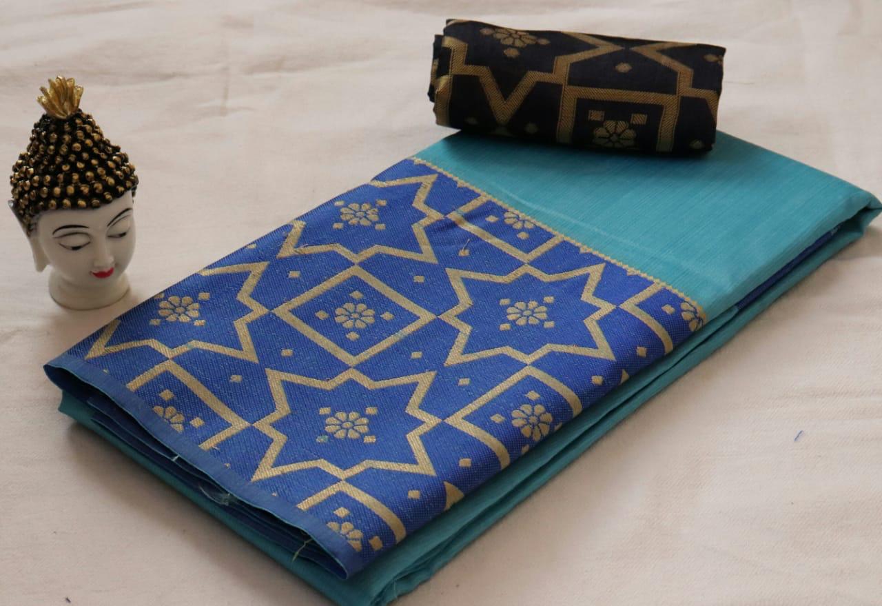 New Crystal Silk Cotton Designer Party Wear Saree Collection 